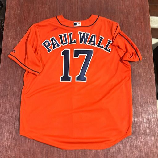 image of Paul Wall 2017 custom Astros jersey worn to the 2017 World Series