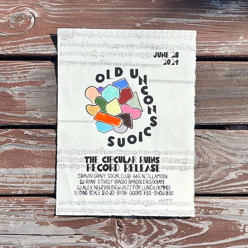 image of Show Poster: Hand painted with penciled notation - Old Unconscious record release