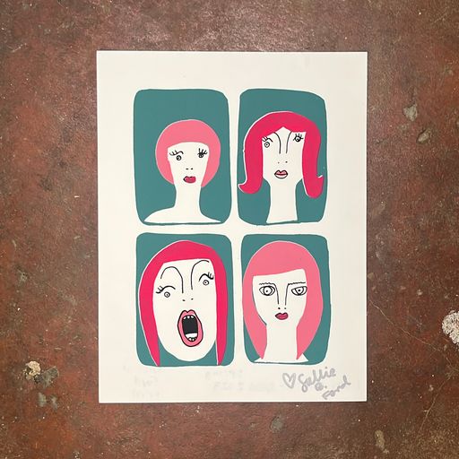 image of “LADY FACES” signed 4 color silkscreen print