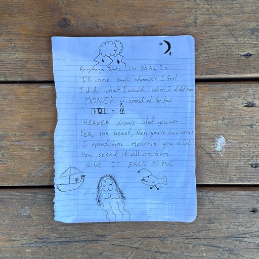 image of Handwritten Lyrics and Doodles for the song maybe called “Anyways”