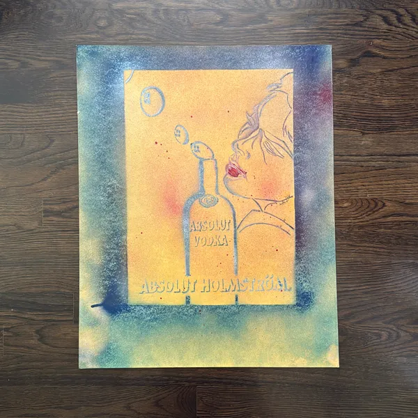 image of Absolute Holmstrom  Spray Paint and Stencil on Paper, 18.5x23