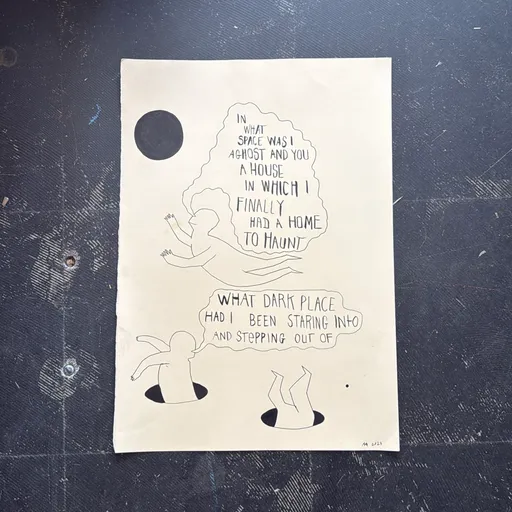 image of “Ghost Play” Pen & Ink on Cream Card-stock,  14.5x20