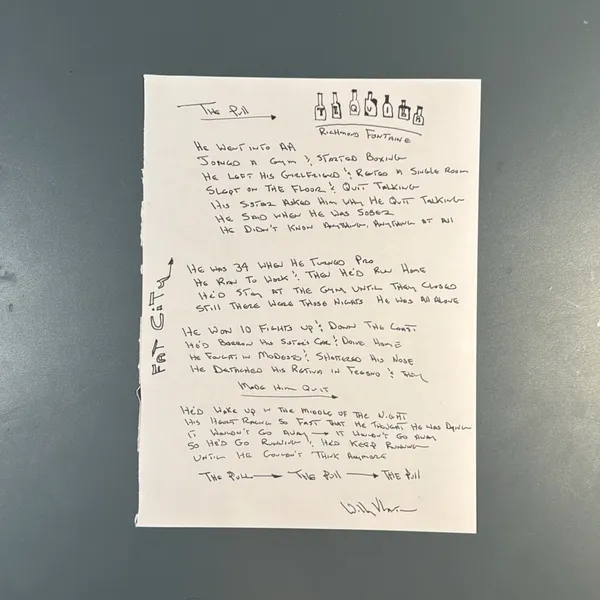 image of “The Pull” Handwritten Richmond Fontaine Lyrics