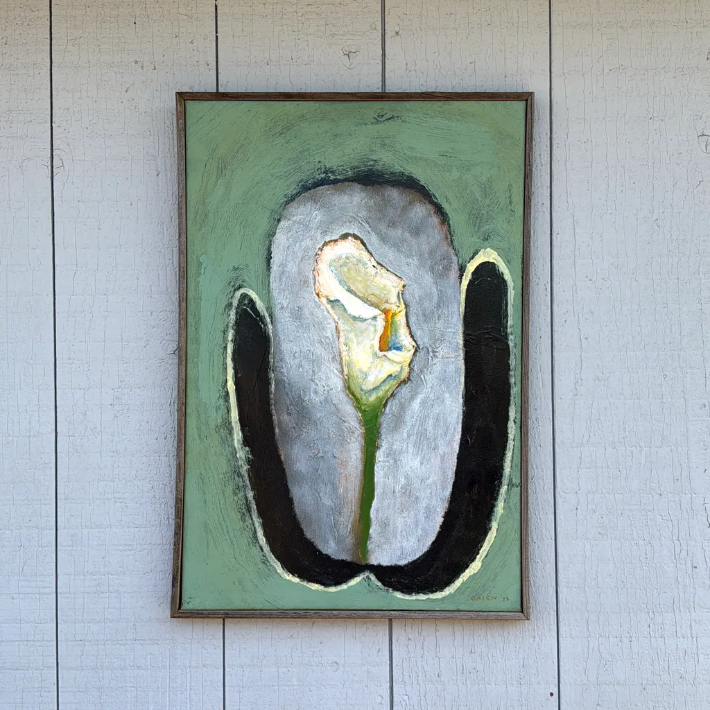 image of “Calla Lily” House paint and acrylic on canvas with cedar frame