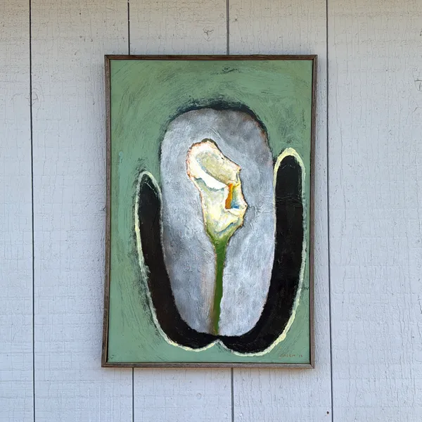 image of “Calla Lily” House paint and acrylic on canvas with cedar frame