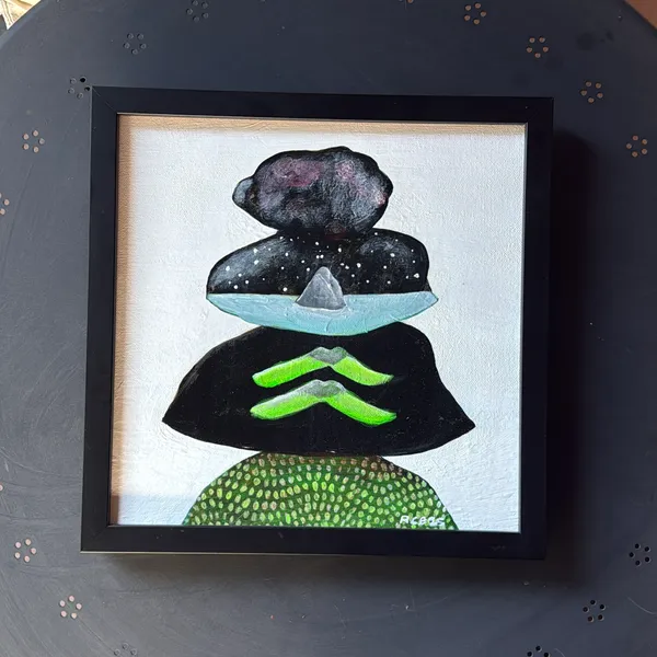 image of “Cairns 2” Acrylic on Canvas in Frame 12x12