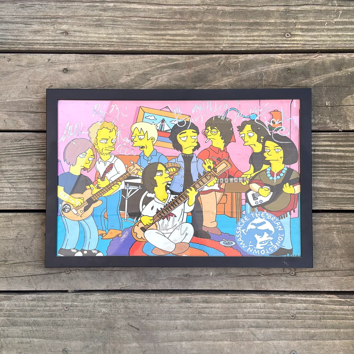 image of Signed and Framed Brian Jonestown Massacre Simpsons poster