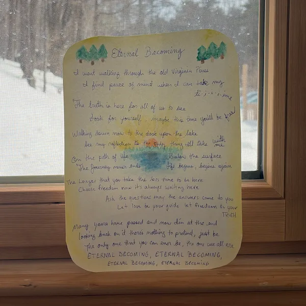image of Handwritten and illustrated lyrics for Eternal Becoming