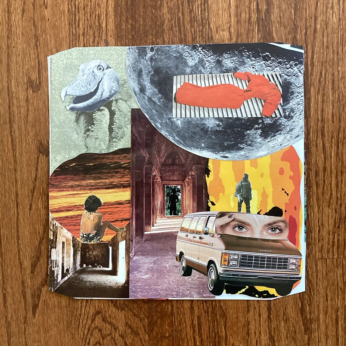image of Abronia “Shapes Unravel” Test Pressing with Handmade Double-Sided Collage by the Band
