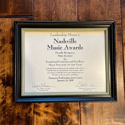 image of 1998 Nashville Music Awards Male Vocalist Framed Signed Plaque